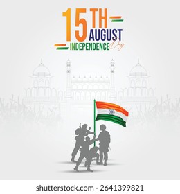 independence day india .India Happy Independence Day, 15 august greeting card with waving indian national flag. Vector illustration.
 