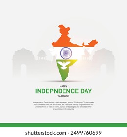 Día de la Independencia en la India. Día de la Independencia de la India Anuncio creativo, cartel, publicación en redes sociales, Plantilla, fondo, diseño de postal, etc. Diseño de concepto creativo del día de la República.