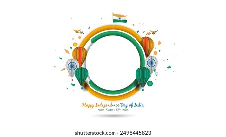 Día de la Independencia de la India Diseño de Plantilla de logotipo. Fondo de la tarjeta de felicitación de la celebración de la libertad.