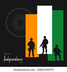Independence Day India Minimal Design Vector with Indian Soldiers