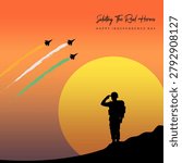 Independence Day India Vector with Fighter Jets and Indian Army Soldier