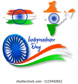 Independence Day of India. Vector illustration with flag