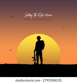 Independence Day India Vector with Indian Army Soldier
