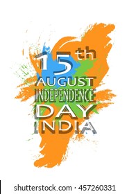 Independence day India, white text, colorful flag paint, big shadow