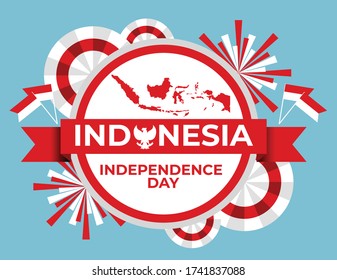 Independence day Indonesia  banner with red and white color background vector