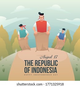 Independence day indonesia celebration with sack race
