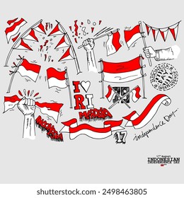 Día de la independencia de Indonesia, Vector de doodle