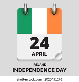 
Independence Day ,Ireland -april 24, days of year flat realistic calendar icon Independence Day vector image with Ireland flag