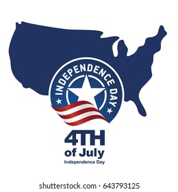 Independence Day isolated USA map background