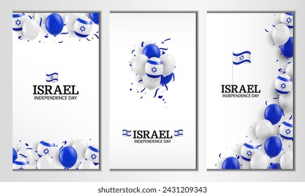 Día de la Independencia de Israel. Conjunto de pancartas. Ilustración vectorial
