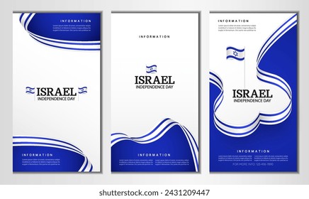 Independence Day of Israel. Banner set. Vector Illustration.
