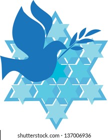 independence day of Israel, david star and peace white dove