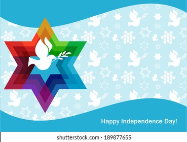 independence day of Israel, david star and peace white dove 