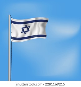 Independence day Israel 
poster happy Israel independence day. 3d flag. Vector illustration design. Star of David form, garland with the flag of Israel fireworks