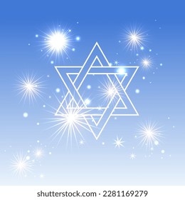 Independence day Israel 
poster happy Israel independence day. 3d flag. Vector illustration design. Star of David form, garland with the flag of Israel fireworks