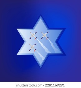 Independence day Israel 
poster happy Israel independence day. 3d flag. Vector illustration design. Star of David form, garland with the flag of Israel fireworks