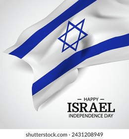 Día de la Independencia de Israel. Ilustración vectorial. Banner con bandera.