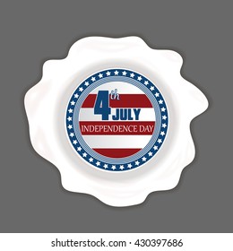Independence Day, July 4th. The color of the national flag. White wax seal. Stamp. Vector illustration.