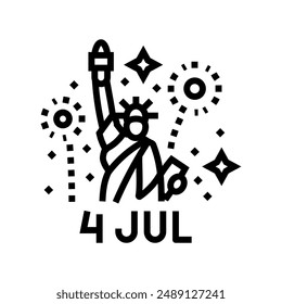 independence day july usa holiday line icon vector. independence day july usa holiday sign. isolated contour symbol black illustration