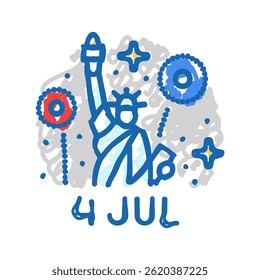 independence day july usa holiday doodle icon sketch vector. independence day july usa holiday sign. isolated symbol illustration