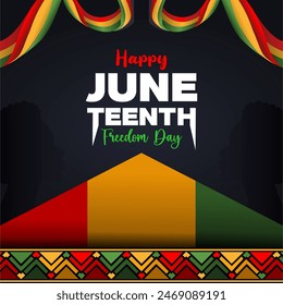 Independence Day Juneteenth. A celebration of American history. With colored ribbons and typical African decorative patterns