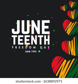 Independence Day Juneteenth. Emancipation or Freedom Day. A celebration of American history. Vector illustration. Juneteenth Freedom Day banner. June 19. African-American history and heritage.