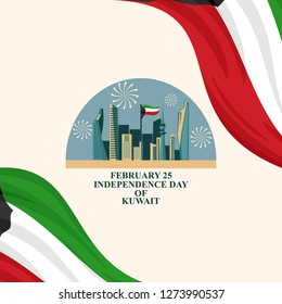 Independence day of Kuwait vector illustration. Suitable for greeting card, poster and banner.