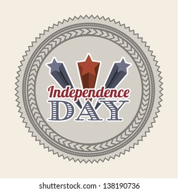 independence day label over beige background. vector