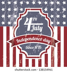 independence day label over flag background. vector