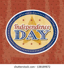 independence day label over red background. vector