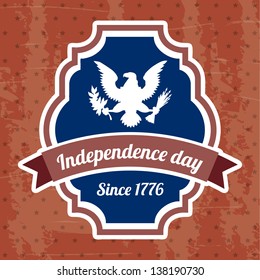 independence day label over red background. vector