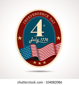 Independence day label retro, vector illustration