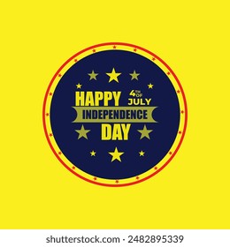 INDEPENDENCE DAY LOGO DESIGN FOR T-SHIRT.VECTOR DESIGN TEMPLATE.