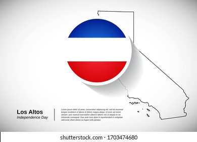 Independence day of Los Altos. Modern national country flag of Los Altos with outline map. Abstract greeting card or banner vector illustration