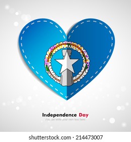 Independence Day. Love of country. Flag in the form of a paper heart. Use for brochures, printed materials, icons, logos, signs,  elements, etc. Flag of Northern Mariana Islands