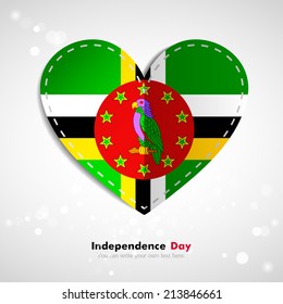 Independence Day. Love of country. In the form of a paper heart. Use for brochures, printed materials, logos, signs,  elements, etc. Stock vector. Icon. National. Image. Picture. Flag of Dominica
