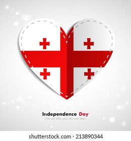 Independence Day. Love of country. In the form of a paper heart. Use for brochures, printed materials, logos, signs,  elements, etc. Stock vector. Icon. National. Image. Picture. Georgia flag