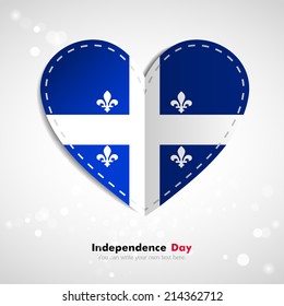 Independence Day. Love of country. In the form of a paper heart. Use for brochures, printed materials, logos, signs... National. Valentine. Vector Icon. Image. Picture. Quebec flag