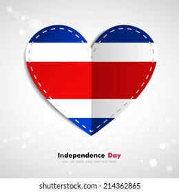 Independence Day. Love of country. In the form of a paper heart. Use for brochures, printed materials, logos, signs... National. Valentine. Vector Icon. Image. Picture. Flag of Costa Rica