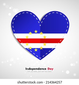 Independence Day. Love of country. In the form of a paper heart. Use for brochures, printed materials, logos, signs... National. Valentine. Vector Icon. Image. Picture. Flag of Cape Verde