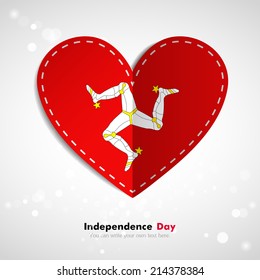 Independence Day. Love of country. In the form of a paper heart. Use for brochures, printed materials, logos, signs... National. Valentine. Vector Icon. Image. Picture. Flag of the Isle of Man