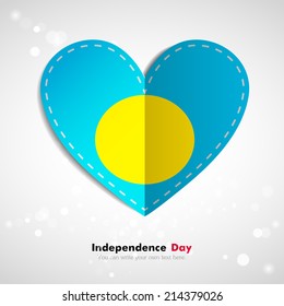 Independence Day. Love of country. In the form of a paper heart. Use for brochures, printed materials, logos, signs... National. Valentine. Vector Icon. Image. Picture.  Flag of Palau
