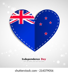 Independence Day. Love of country. In the form of a paper heart. Use for brochures, printed materials, logos, signs... National. Valentine. Vector Icon. Image. Picture.  New Zealand flag