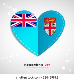 Independence Day. Love of country. In the form of a paper heart. Use for brochures, printed materials, logos, signs... National. Valentine. Vector Icon. Image. Picture. Flag of Fiji