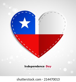 Independence Day. Love of country. In the form of a paper heart. Use for brochures, printed materials, logos, signs... National. Valentine. Vector Icon. Image. Picture. Flag of Chile