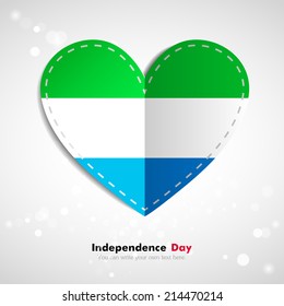 Independence Day. Love of country. In the form of a paper heart. Use for brochures, printed materials, logos, signs... National. Valentine. Vector Icon. Image. Picture.  Flag of Sierra Leone