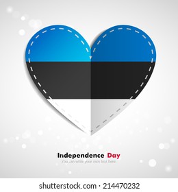 Independence Day. Love of country. In the form of a paper heart. Use for brochures, printed materials, logos, signs... National. Valentine. Vector Icon. Image. Picture.  Flag of Estonia