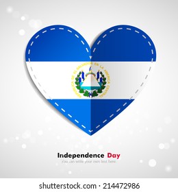 Independence Day. Love of country. In the form of a paper heart. Use for brochures, printed materials, logos, signs... National. Valentine. Vector Icon. Image. Picture. Flag of El Salvador