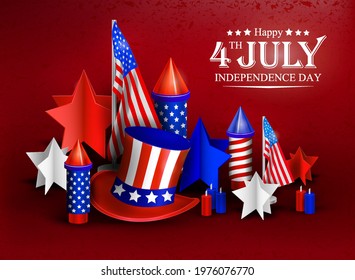 Independence day - luxury vector background. 4th of july bright poster. 3d realistic vector illustration