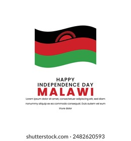 Día de la Independencia Diseño de la Bandera de Malawi. Ilustración vectorial